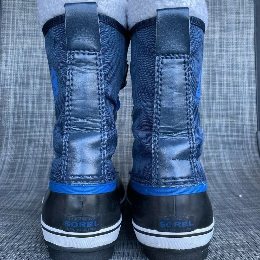 Sorel Kids Yoot Pac Nylon Waterproof Winter Boots Blue/Black Snow Shoes Youth 2